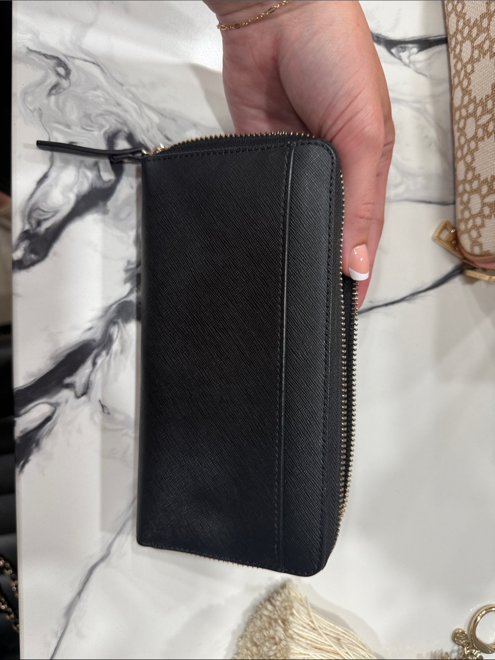 kate spade Black Saffiano Zip Around Wallet with Gold Plaque - Picture 3 of 3